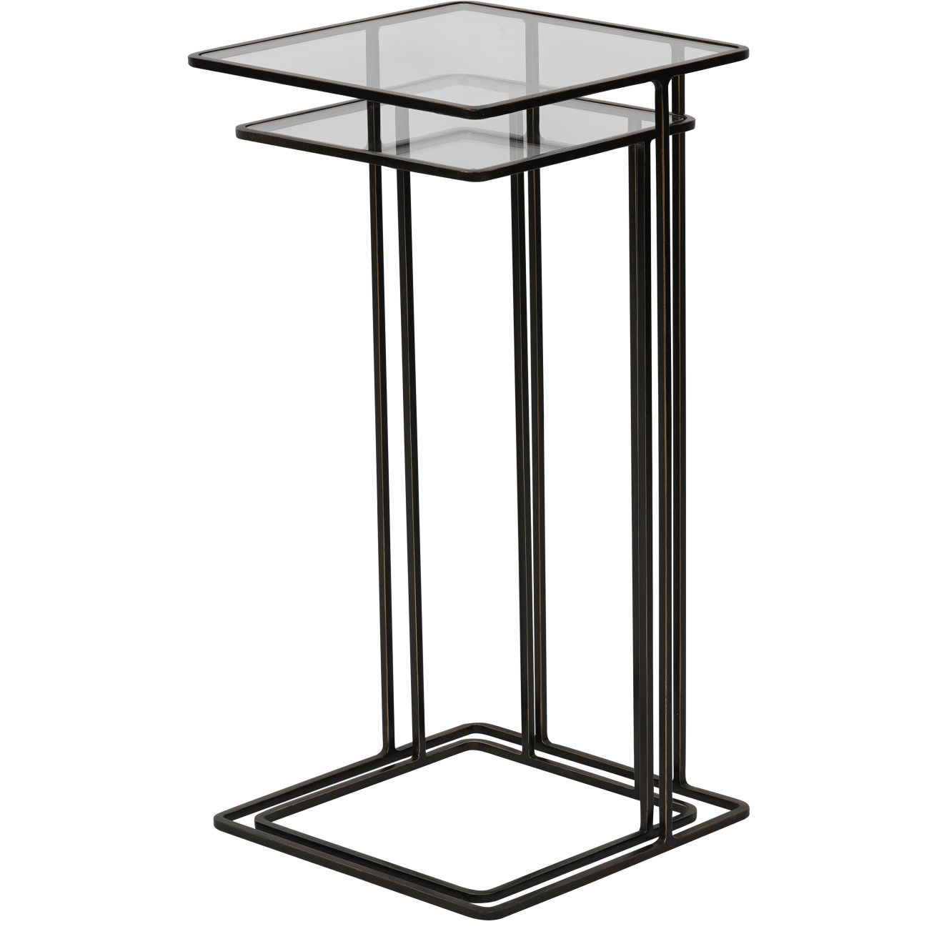 Set of 2 Salzburg Bronze & Glass Side Tables Nest